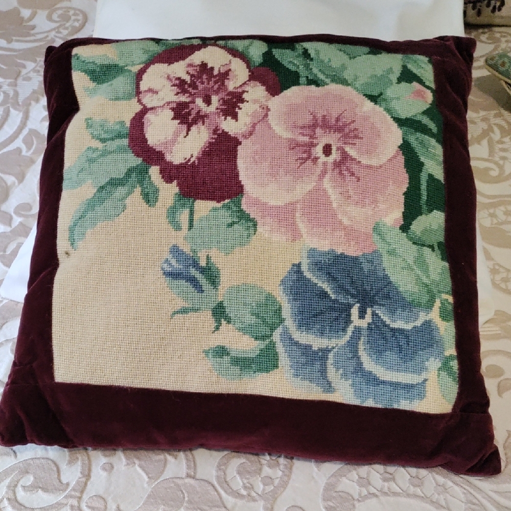 Floral Velvet Accent Pillow